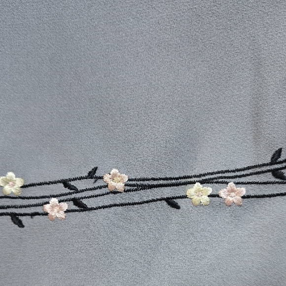 Gray Sleeveless Top & Sage green Skirt Set with Floral Embroidery - Picture 11 of 13